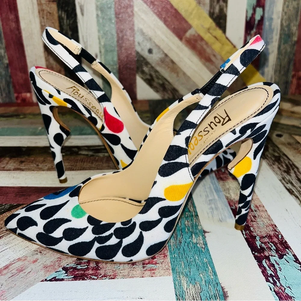 Rousseau Artistic Italian Slingback Heels - Blue Eyes
